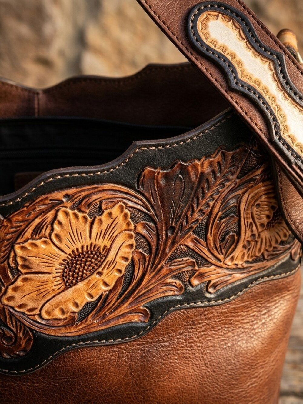 American Darling Sunlit Floral Leather Shoulder Bag - Picture 3 of 7